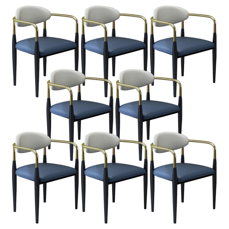 モダンなフェイクレザーダイニングチェアオープンバックダイニングサイド家具マット仕上げの家のための仕上げ