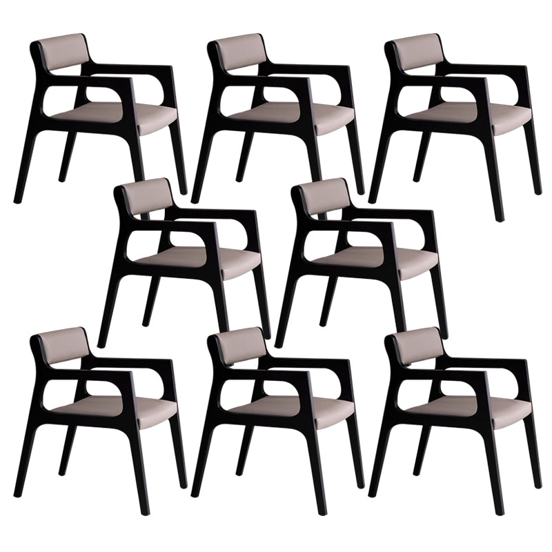 Modern Upholstered Dining Arm Chair Solid Wood Chair with Black Legs