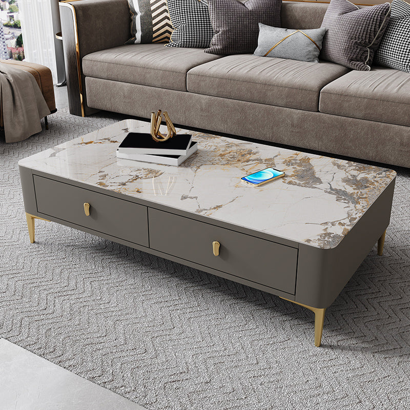 47.2" W x 25.6" D x 16.14" H Stone Coffee Table 4 Legs Cocktail Table