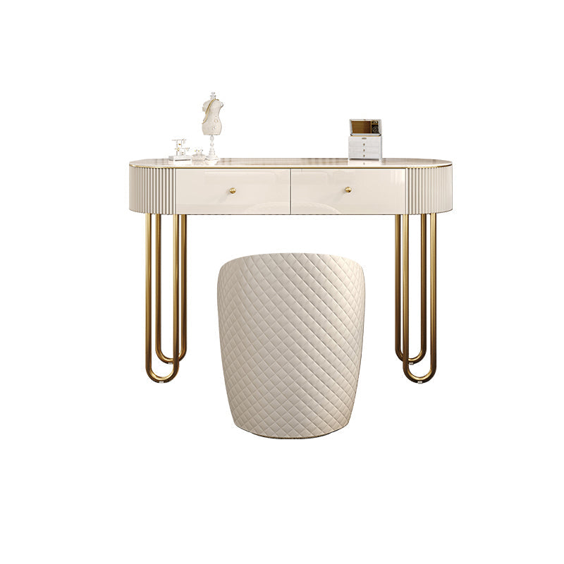 Beige ijdelheid, slaapkamer make-up ijdelheid met massieve houten laden