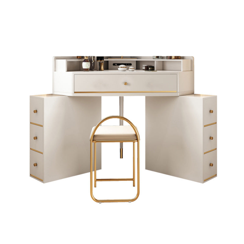Modern 2-Drawers Makeup Dressing Table in White, 33.85" Tall