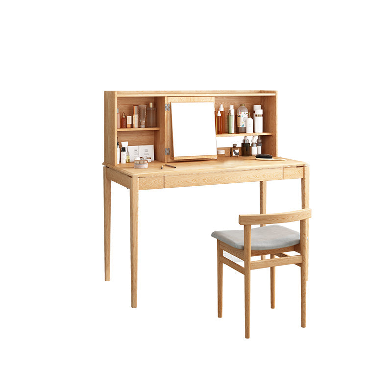 鏡付きの伝統的な虚栄心、スツールと鏡のある48 "の高さの虚栄心セット