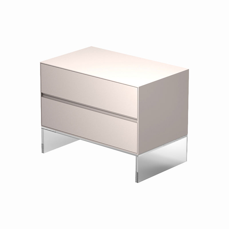Contemporary Wood Nightstand 20-inch Tall 2-Drawer Night Table with Acrylic Base 22"L x 16"W x 20"H Apricot Clearhalo 'Bedroom Furniture' 'furn' 'furn_night_stand' 'Furniture' 'night_stand' 'Nightstands' 5341081