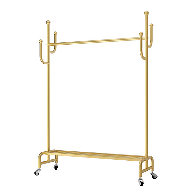Metal Coat Hanger Hanging Metal Coat Rack Rail Entryway Kit with Shelf Gold Clearhalo 'Entry & Mudroom Furniture' 'furn' 'furn_hall_tree_coat_racks' 'Furniture' 'Hall Trees & Coat Racks' 'hall_tree_coat_racks' 5345950