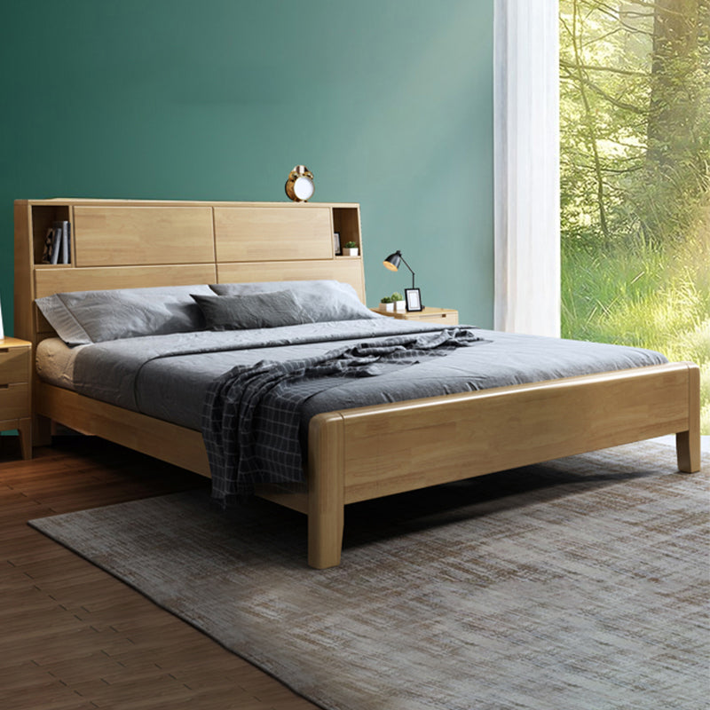 Fiame letto in legno massiccio con testiera di letto scandinavo con deposito