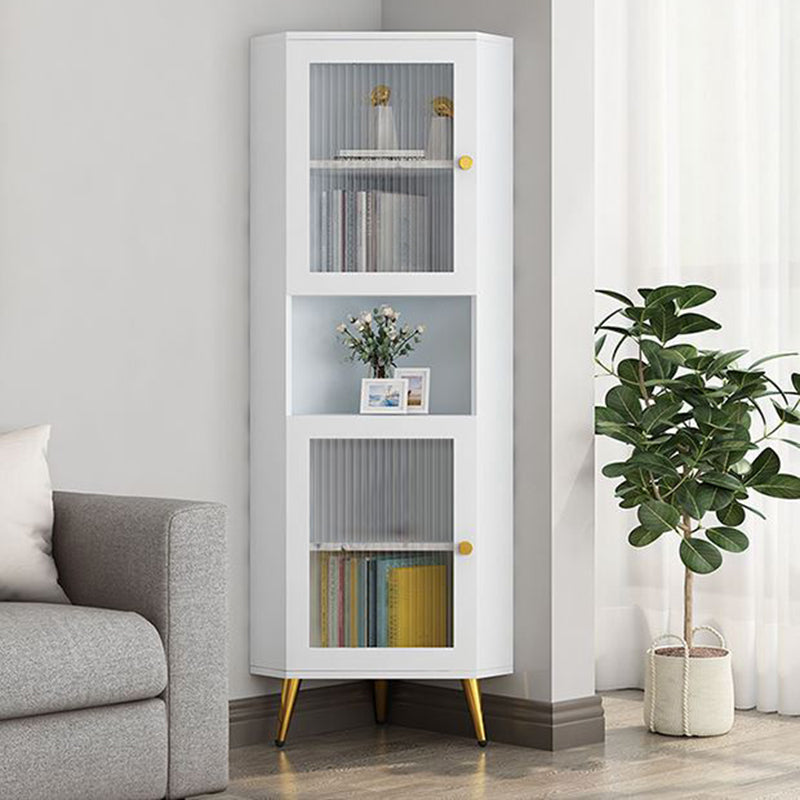 Corner Wood Accent Cabinet with 2 Door Contemporary Side Cabinet White Clearhalo 'Cabinets & Chests' 'cabinets_chests' 'furn' 'furn_cabinets_chests' 'Furniture' 'Living Room Furniture' 5346953