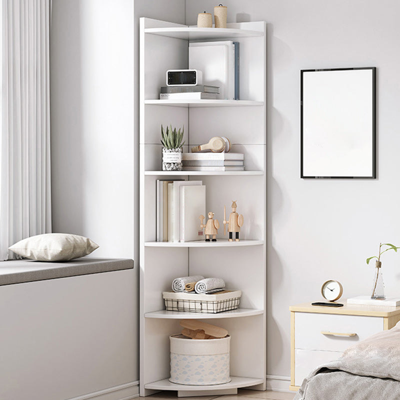 Corner Wood Accent Chest with Shelves Contemporary Side Cabinet 16"L x 16"W x 71"H White Clearhalo 'Cabinets & Chests' 'cabinets_chests' 'furn' 'furn_cabinets_chests' 'Furniture' 'Living Room Furniture' 5347025