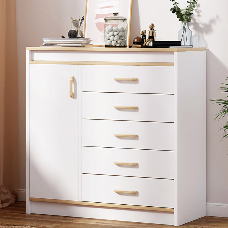 Contemporary Rectangle Manufactured Wood And Standard with Drawer Chest 31"L x 14"W x 37"H 5 White Clearhalo 'Cabinets & Chests' 'cabinets_chests' 'furn' 'furn_cabinets_chests' 'Furniture' 'Living Room Furniture' 5347168