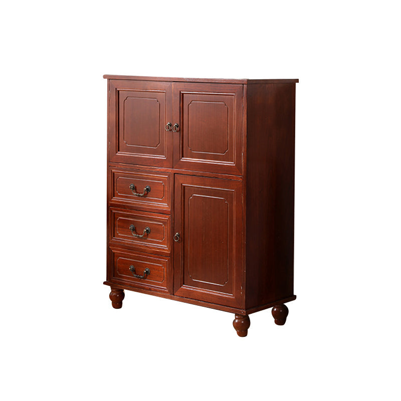 Mid-Century Modern Rectangle Brown Standard with Drawer Drop Handles Chest