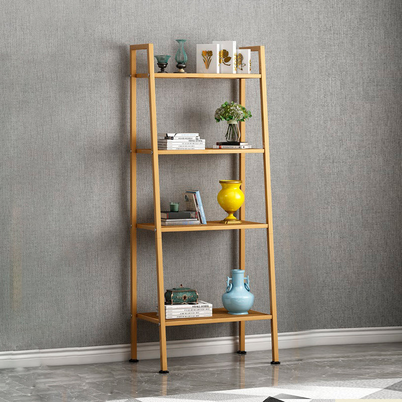 Contemporary Ladder Bookshelf Metal Open Back Bookcase for Home Office