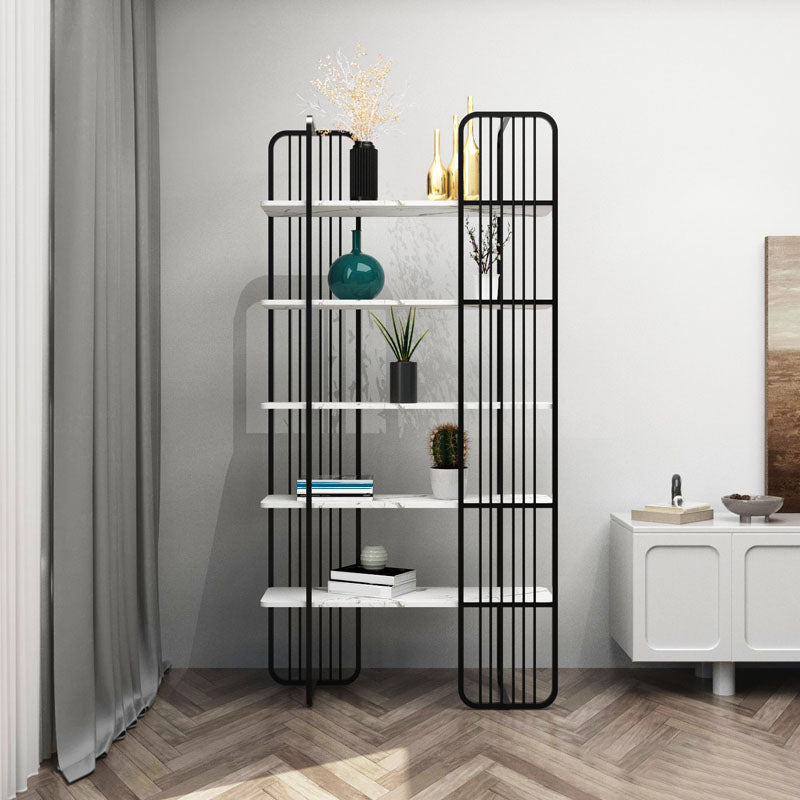 Contemporary Style Bookcase Metal Open Back Etagere Bookshelf for Home Office