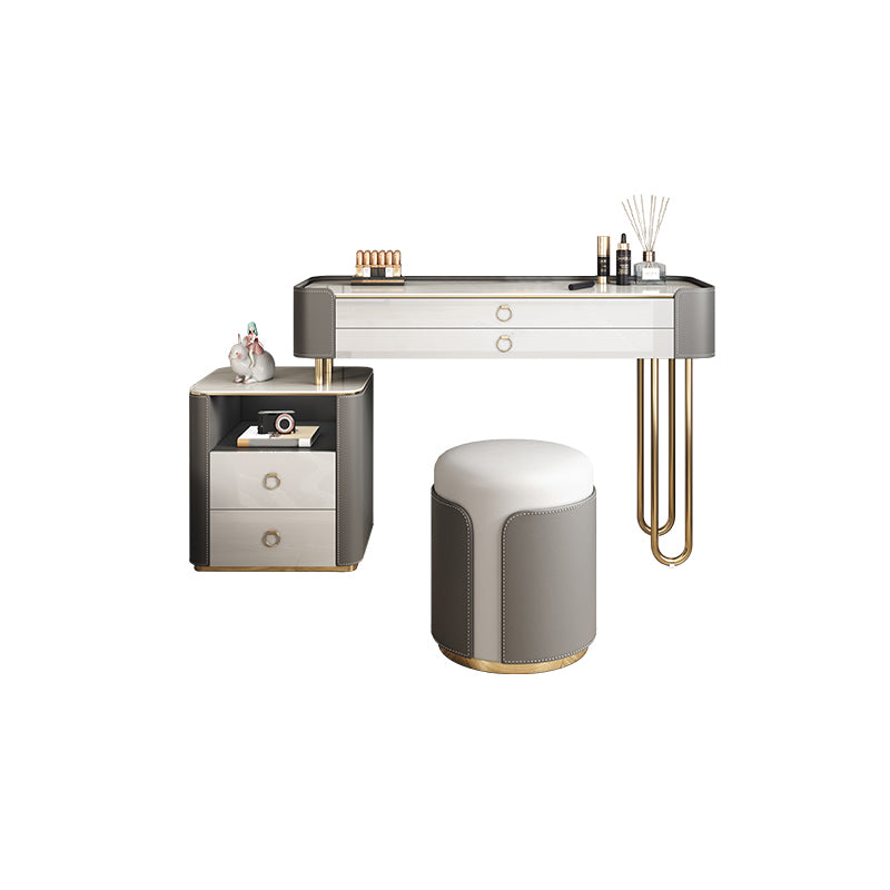 4 Storage Drawers Dressing Table, 30" Tall Vanity Set in Grey