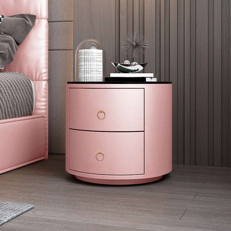 Glamernte Nachttisch mit 2 Schublade 16,5 Zoll hohen Leder-Nachttisch