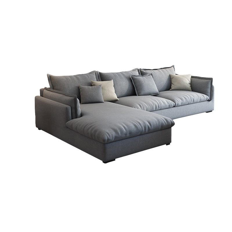 Light-grey Contemporary Sectional Stain-Resistant Living Room Solid Wood Sofa