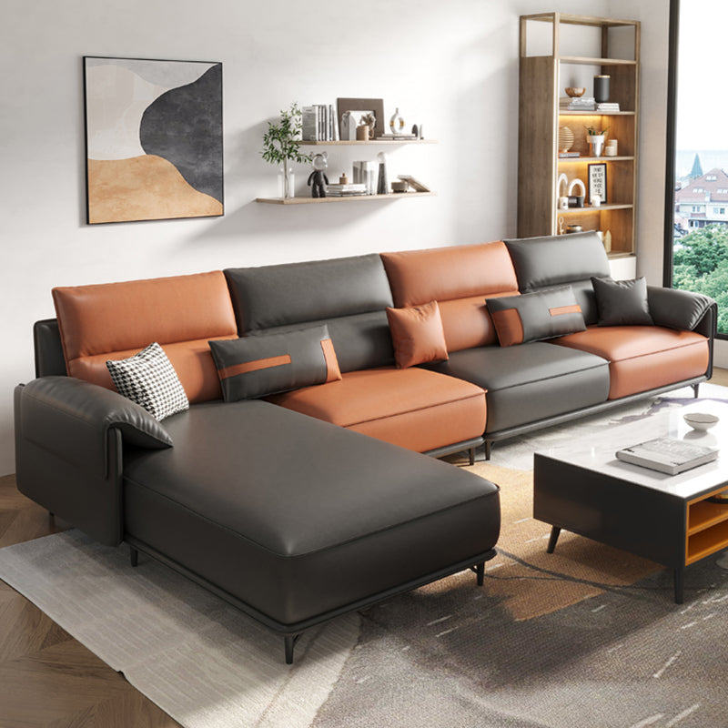 Pillow Arms Contemporary Sofa Faux Leather Living Room Solid Wood Sofa