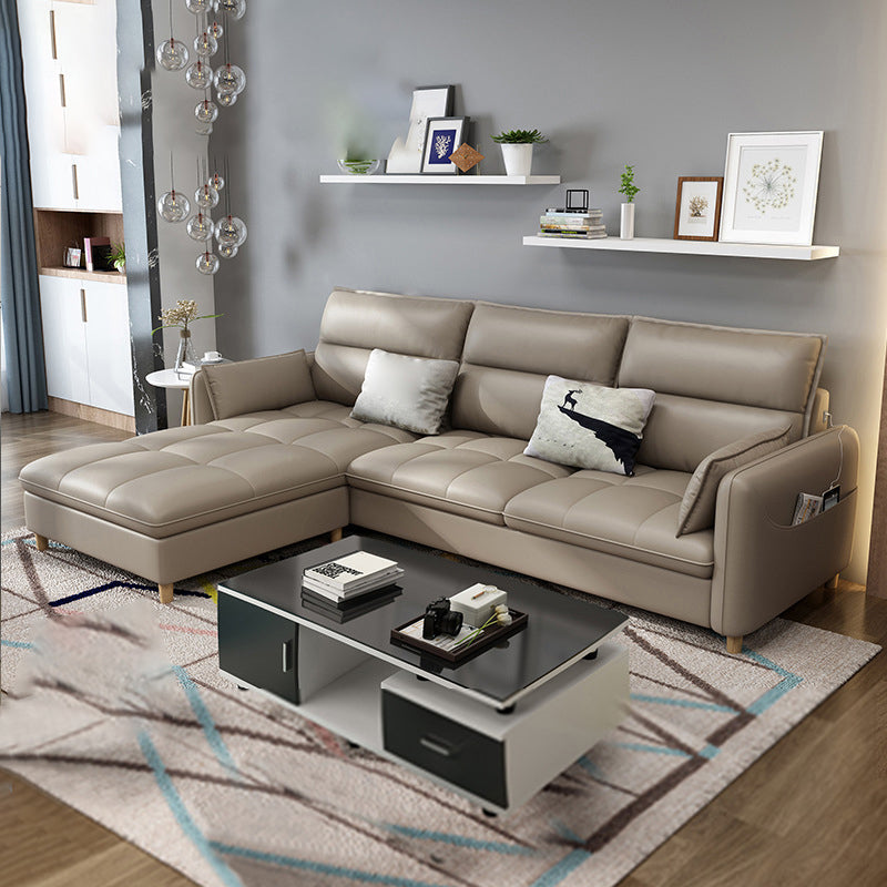 Reversible Modular Sofa with Pillow Top Arm and Storage for Apartment