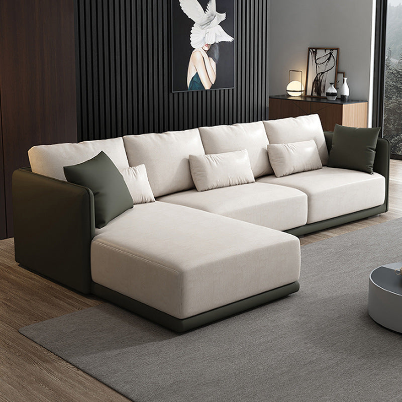 Leather White Sofa with Back Pillows candinavian Sofa for Living room