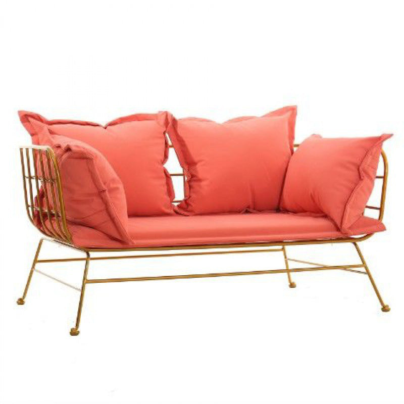Golden Frame Velvet Loveseat with Pillow Top Arm for Apartment