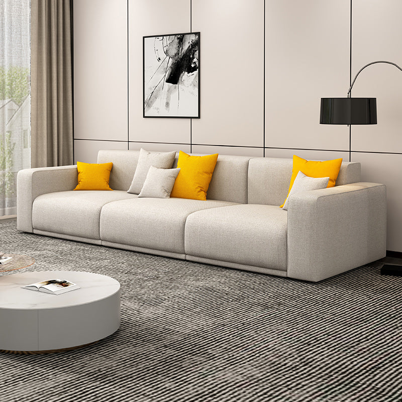 Stationary Slipcovered Cotton Living Room Square Arm Loose Back Sofa 102"L x 39"W x 30"H Latex Clearhalo 'furn' 'furn_sofas' 'Furniture' 'Living Room Furniture' 'Sofa' 'sofas' 5353103