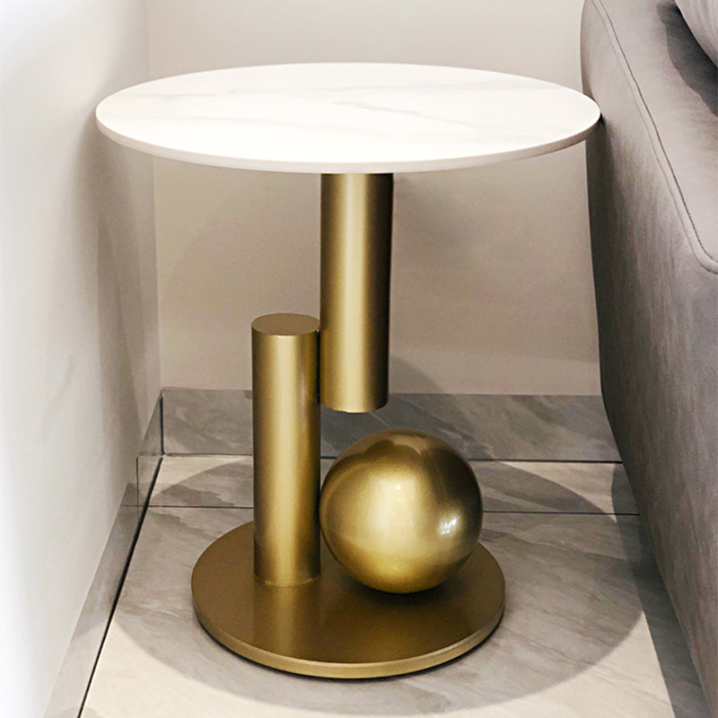 Piedistal Base Design Tavolo da lastra di roccia Top Oro nero/grigio/bianco Tavolino rotondo