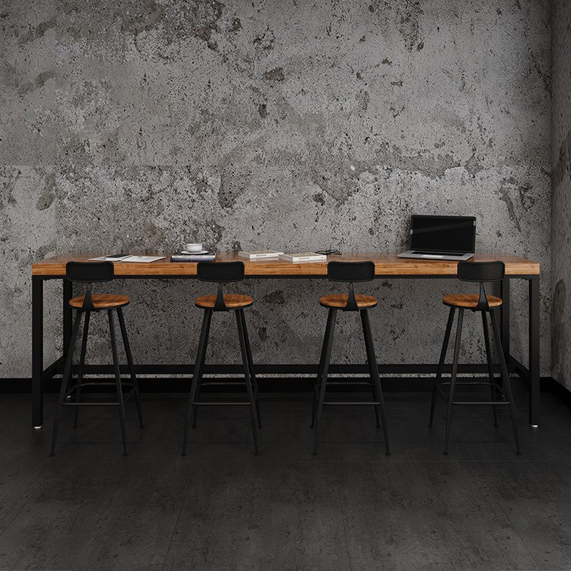 Industriële rechthoek bar eettafel vaste houten bar eettafel met schroefbasis