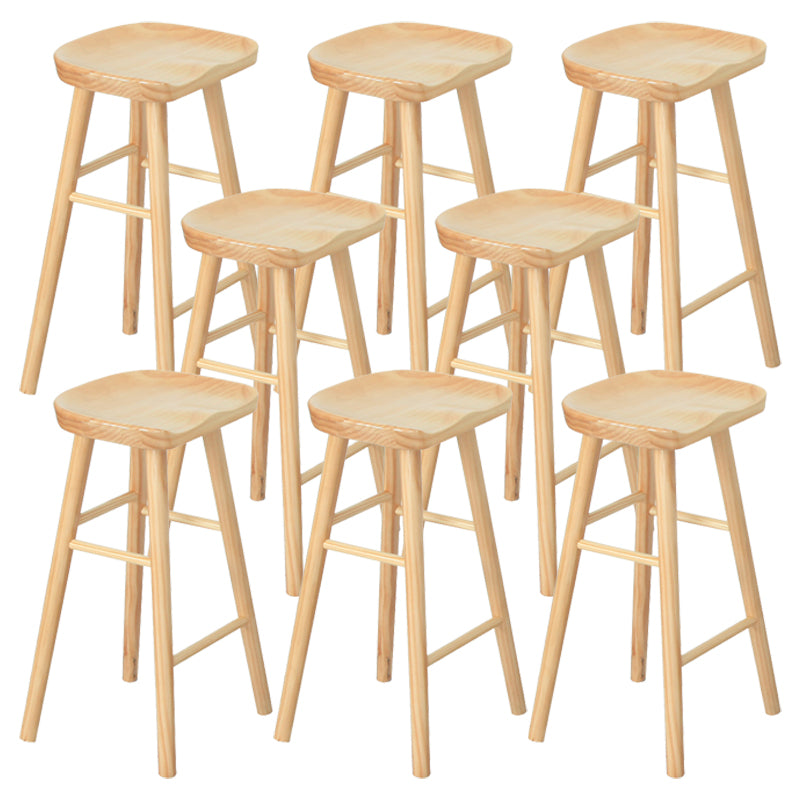 Modern Solid Wood Counter Stools Backless Contoured Seat Bar Stool for Shop 8 Piece Set Clearhalo 'Bar Furniture' 'Bar Stools' 'bar_stools' 'furn' 'furn_bar_stools' 'Furniture' 'Kitchen & Dining Furniture' 5356649