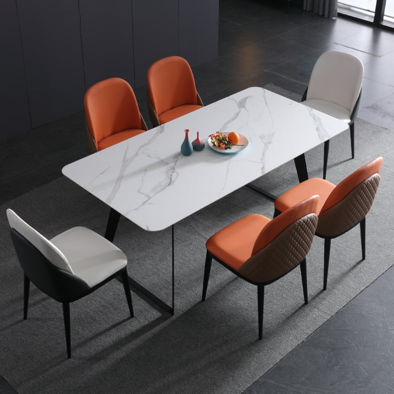 Set da tavolo da rettangolo in pietra sinterizzato contemporaneo 1/2/5/7 pezzi da pranzo