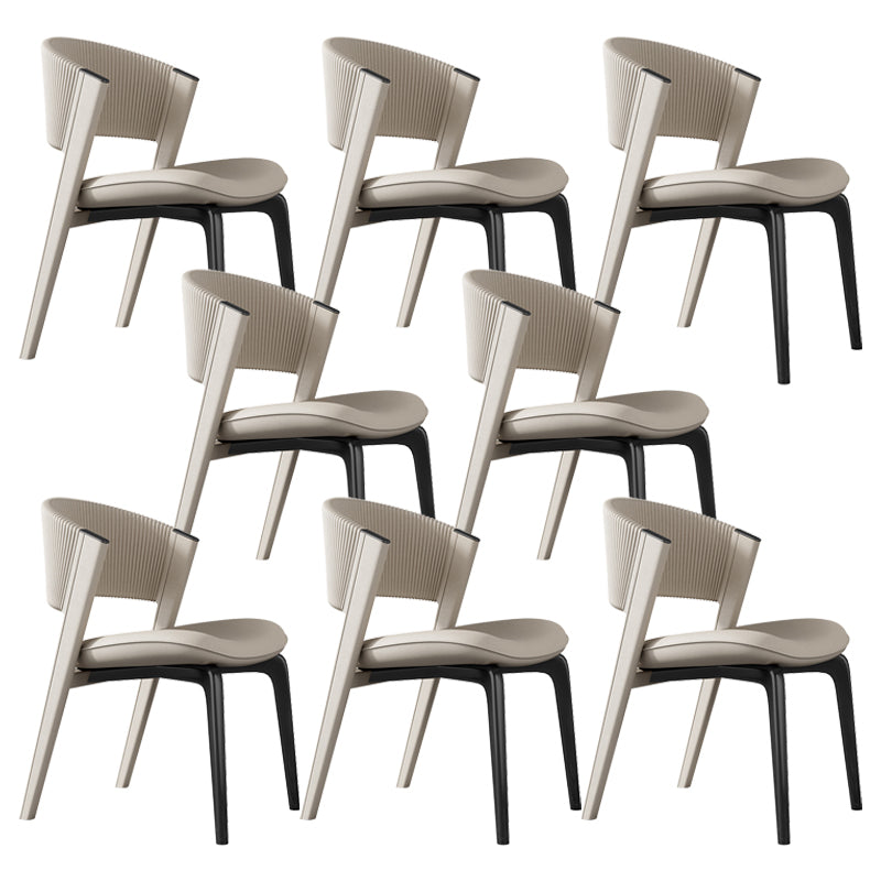 Modern Faux Leather Dining Chair Open Back Dining Side Furniture in Matte Finish Off-White 8 Piece Set Black Clearhalo 'Dining Chairs' 'Dining Tables & Seating' 'dining_chair' 'furn' 'furn_dining_chair' 'Furniture' 'Kitchen & Dining Furniture' 5360415