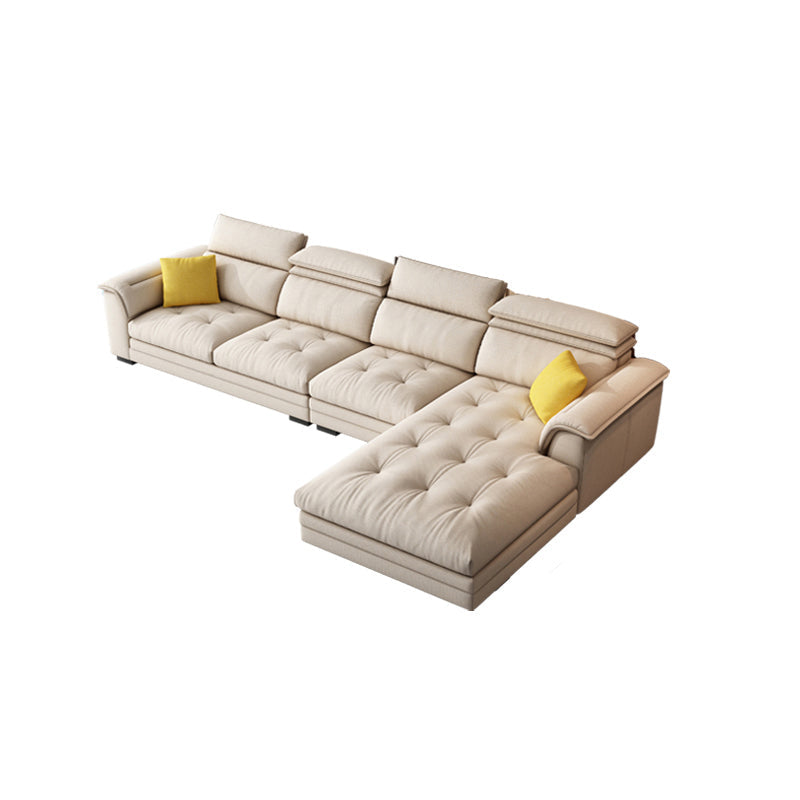 Divano in tessuto contemporaneo in braccio top cuscino beige con cuscini di padella