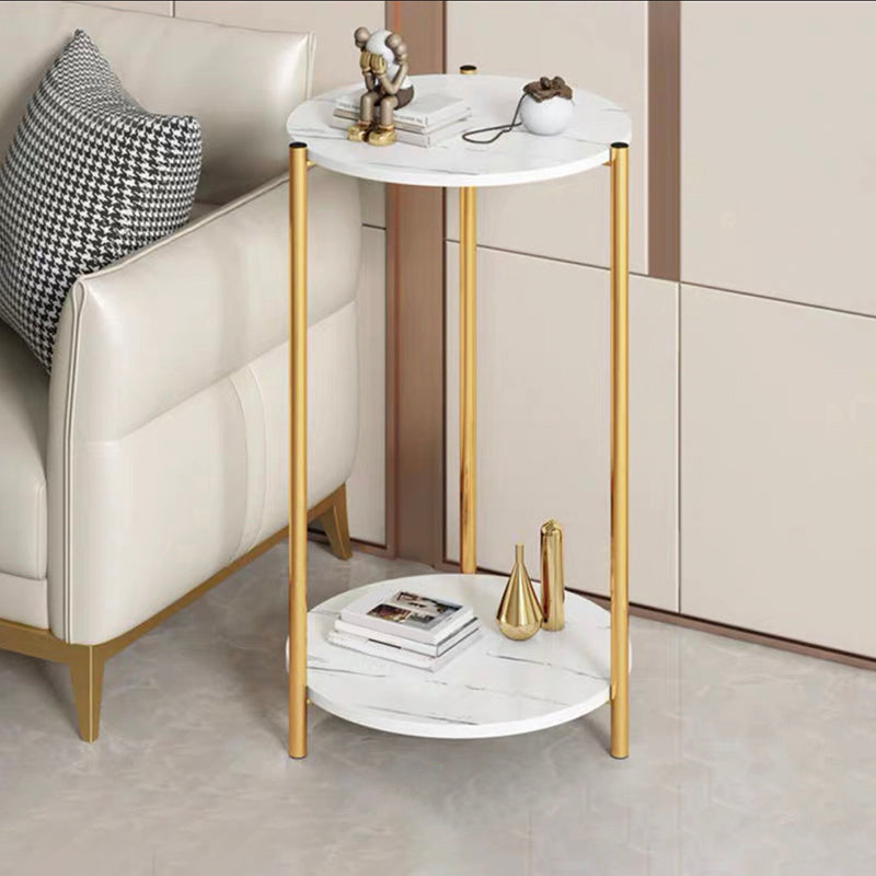 Tavolo da roccia in stile moderno Base in acciaio in metallo con laterale di spazio di archiviazione circolare