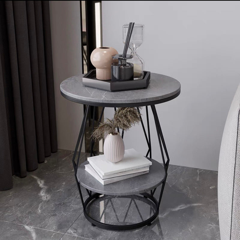 Cadre de conception de piédestal Gold / Black Fer Pitestal Rock Slab Top Top avec table d'appoint étagère