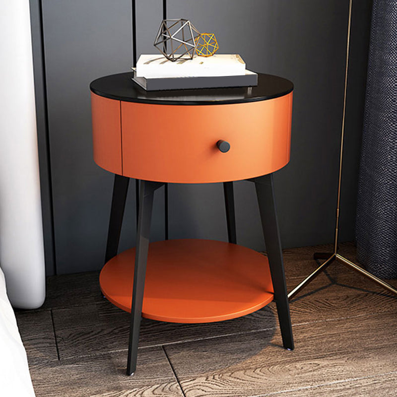 1-Drawer/1 estante de noche Dia 17.72 "Piedra redonda de noche