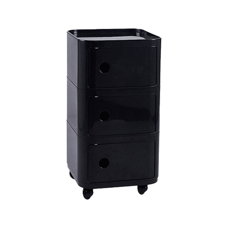 Scandinavian Plastic Night Table 15" Wide Square Nightstand with Drawers Black Casters Included 3 Clearhalo 'Bedroom Furniture' 'furn' 'furn_night_stand' 'Furniture' 'night_stand' 'Nightstands' 5362010