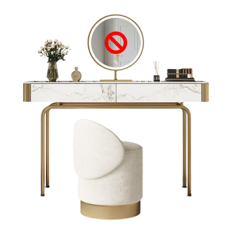 Glam Slate and Metal Makeup Dreshing Tabe Tabinet avec 2 tiroirs