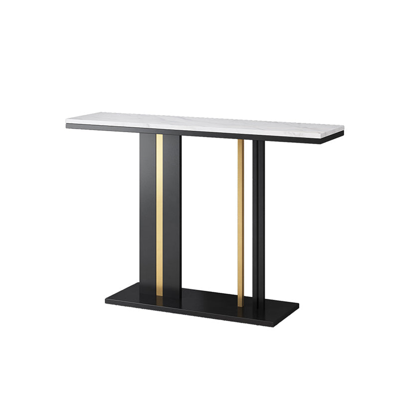 Tavolo console in stile glam con top in pietra e base di piedistallo per Hall