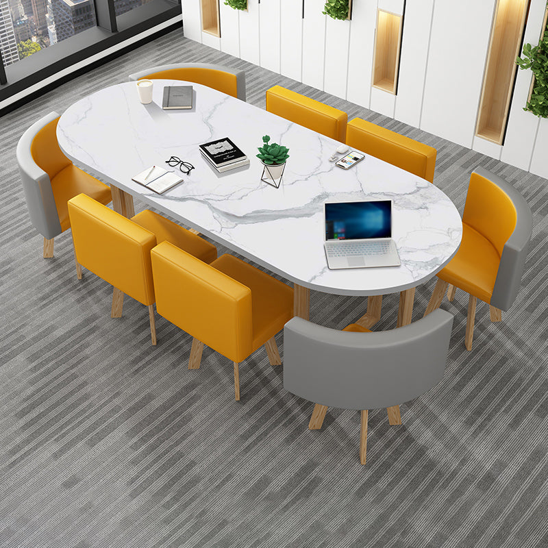 Escritorio de escritura ovalada contemporánea escritorio de red de trineos de madera