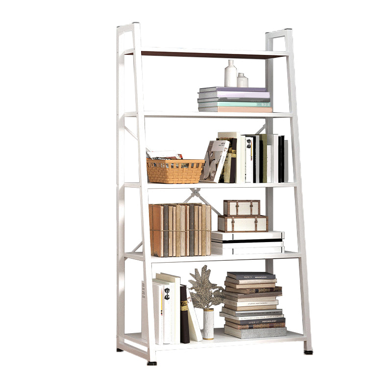 Modern Home Steel Book Shelf Ladder 12"W Matte Finish Bookcase 24.4"L x 13"W x 59.1"H White Clearhalo 'Bookcases' 'furn' 'furn_bookcases' 'Furniture' 'Office Furniture' 5369417