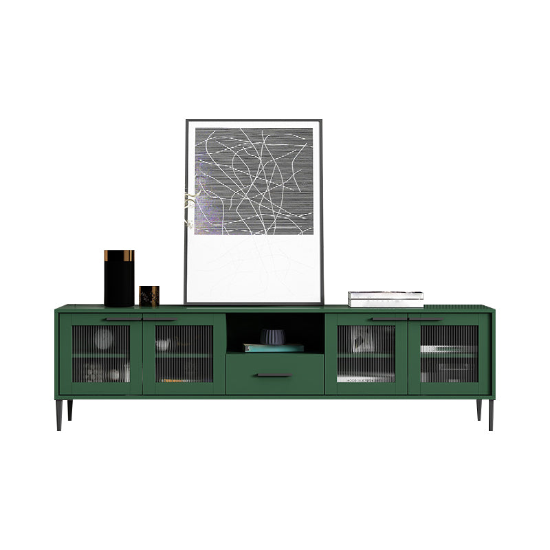 Consola de medios de acabado mate con almacenamiento de almacenamiento cerrado Faux Wood TV Media Media