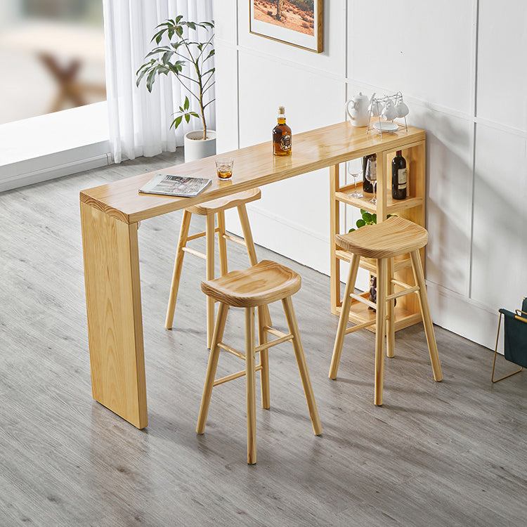 Rectangle Solid Wood Counter Set 1/2/3 Pieces Glam Counter Height Set in Natural 4 Pieces: Table, 3 Chairs Clearhalo 'Bar Furniture' 'furn' 'furn_home_bar_bar_sets' 'Furniture' 'Home Bars & Bar Sets' 'home_bar_bar_sets' 'Kitchen & Dining Furniture' 5371341