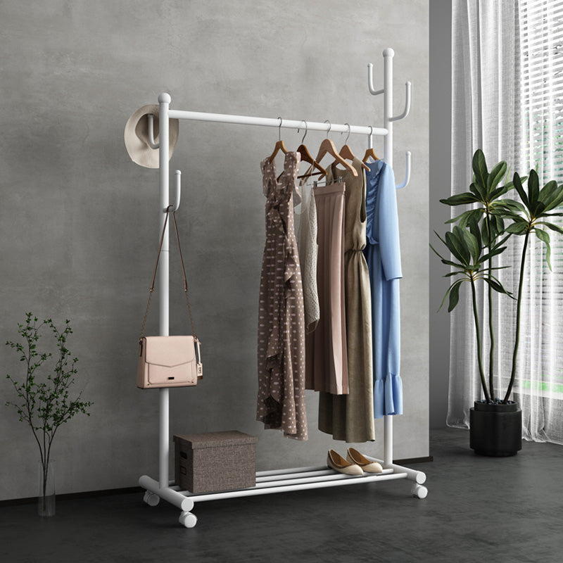 Black and White Steel Armoire Modern Style Cabinet with Clothing Rod 47"L x 17.5"W x 67"H White Clearhalo 'Armoires & Wardrobes' 'armoires_wardrobes' 'Bedroom Furniture' 'furn' 'furn_armoires_wardrobes' 'Furniture' 5372800