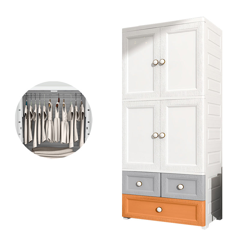 Contemporary Style Wardrobe Plastic Bedroom Wardrobe Closet With Drawer
