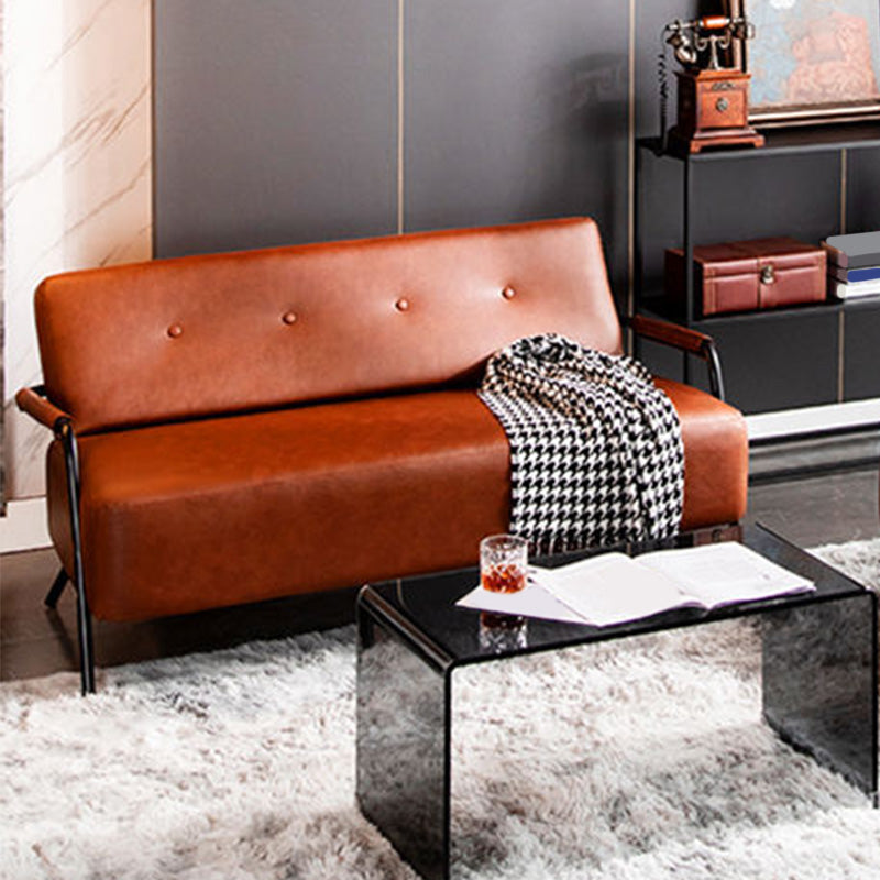 Faux Leder Industrial Tufted Rückensofa mit Smokingarm für Wohnung
