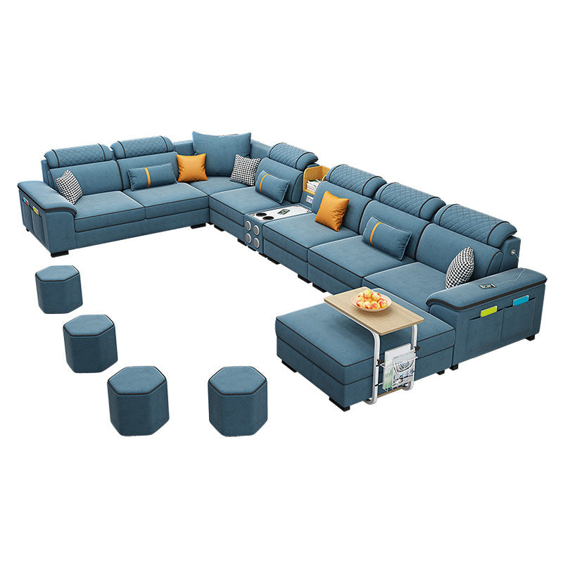 Sezioni mobili modulari in velluto a forma di U e in pelle finta per 7 persone