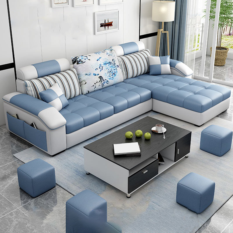 Fronte in pelle e cotone miscela di divano sezionale per 3/4 persone