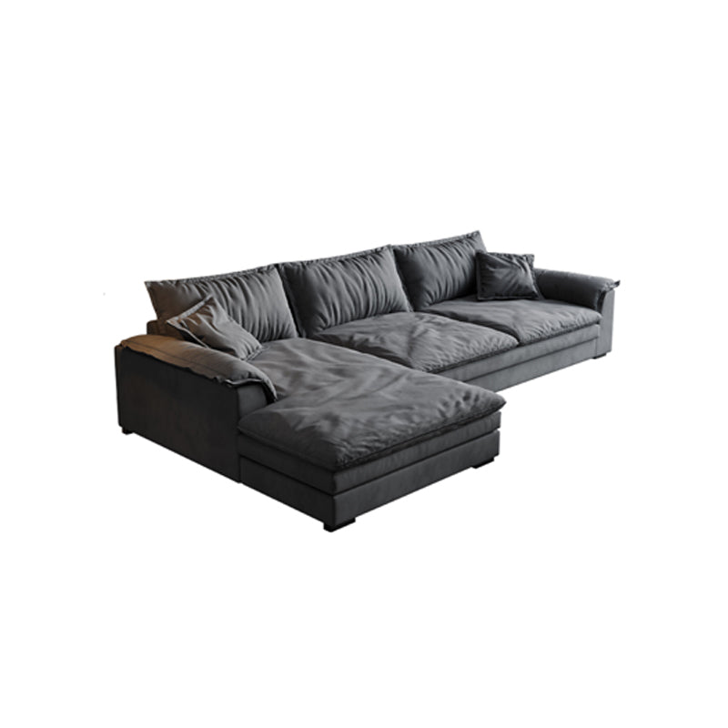 Square Arm Dark Gray Removable Cushions Contemporary Faux Leather Sofa