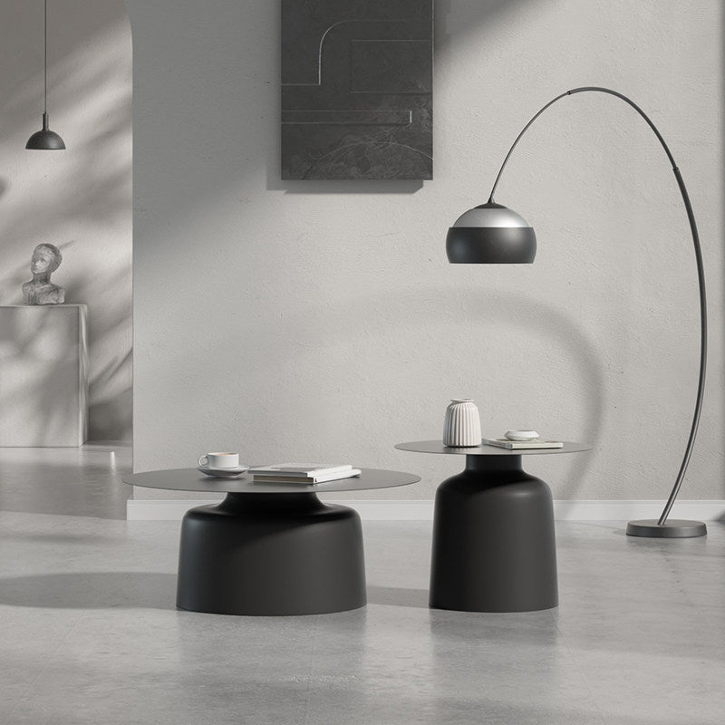 Tavolino da caffè rotondo / nero di ferro da 15,7 "/18,5".