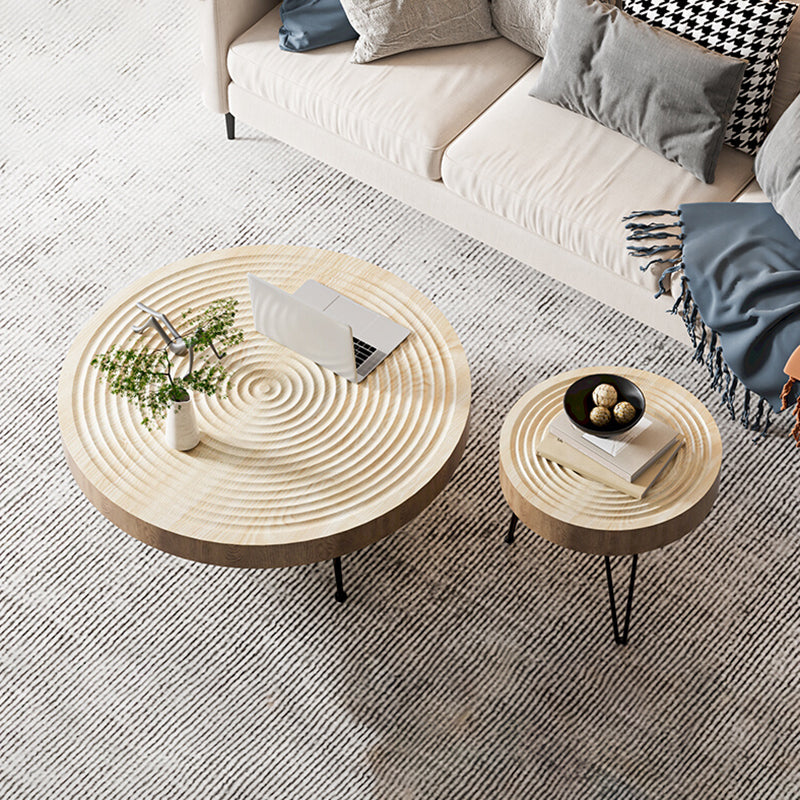 Round Wooden Coffee Table North European 3 Legs Coffee Table 31.5"L x 31.5"W x 14"H + 16"L x 16"W x 18"H Clearhalo 'Coffee & Accent Tables' 'Coffee Tables' 'coffee_tables' 'furn' 'furn_coffee_tables' 'Furniture' 'Living Room Furniture' 5374294