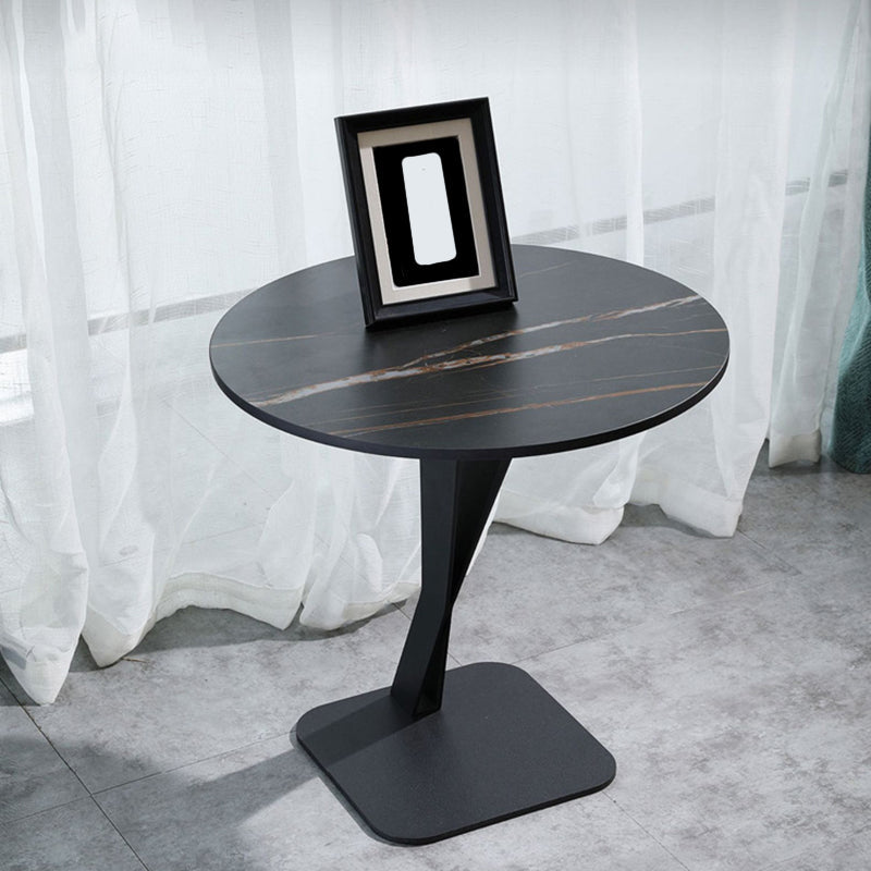 Pedestal Base Design Black Metal White/white Gold/black SLATE Top Round Side Table 20"L x 20"W x 20.5"H Black Clearhalo 'Coffee & Accent Tables' 'End & Side Tables' 'end_side_tables' 'furn' 'furn_end_side_tables' 'Furniture' 'Living Room Furniture' 5374547