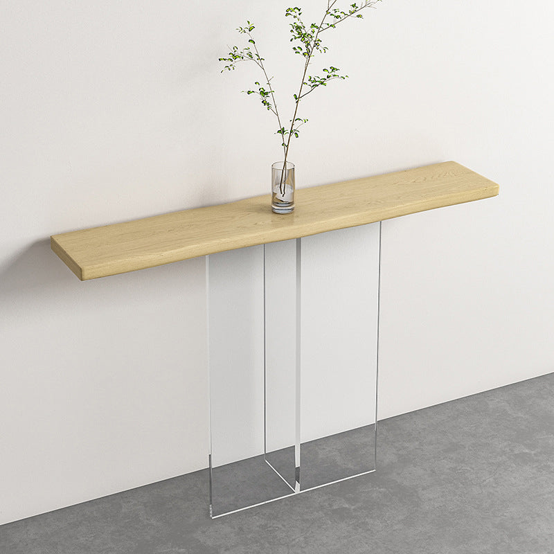 Solid Wood Scratch Resistan Rectangle Console Table Acrylic Frame Accent Table Natural Clearhalo 'Console Tables' 'console_tables' 'Entry & Mudroom Furniture' 'furn' 'furn_console_tables' 'Furniture' 5374796