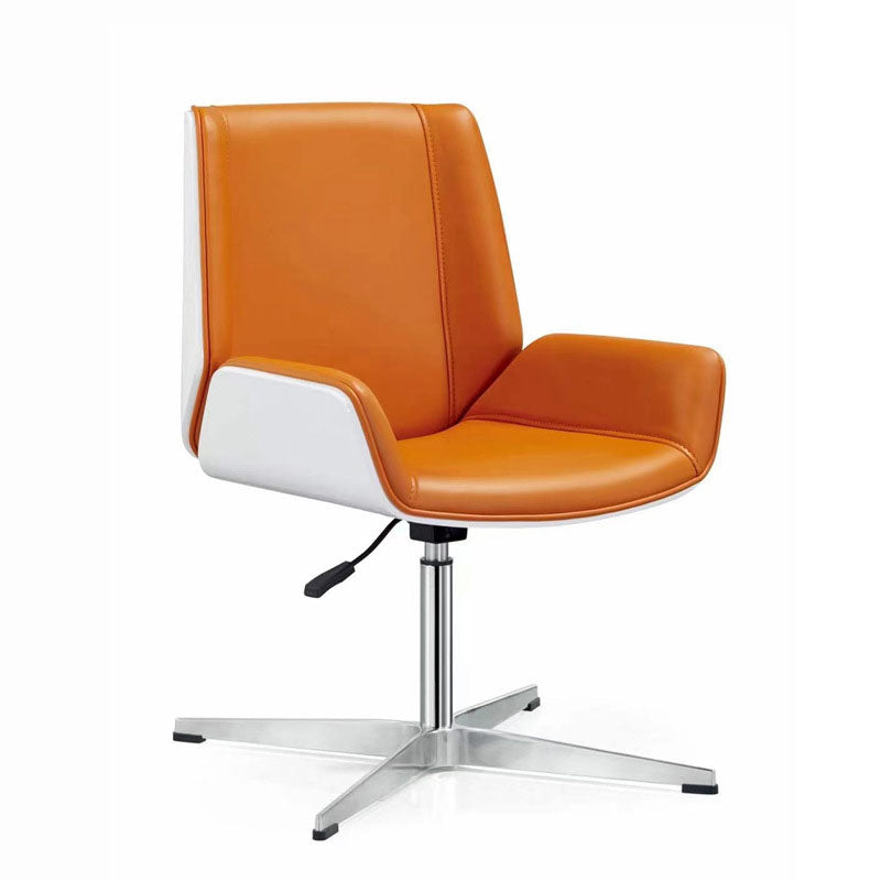 Sedia da scrivania in pelle nera moderna con sedia da ufficio a metà schiena